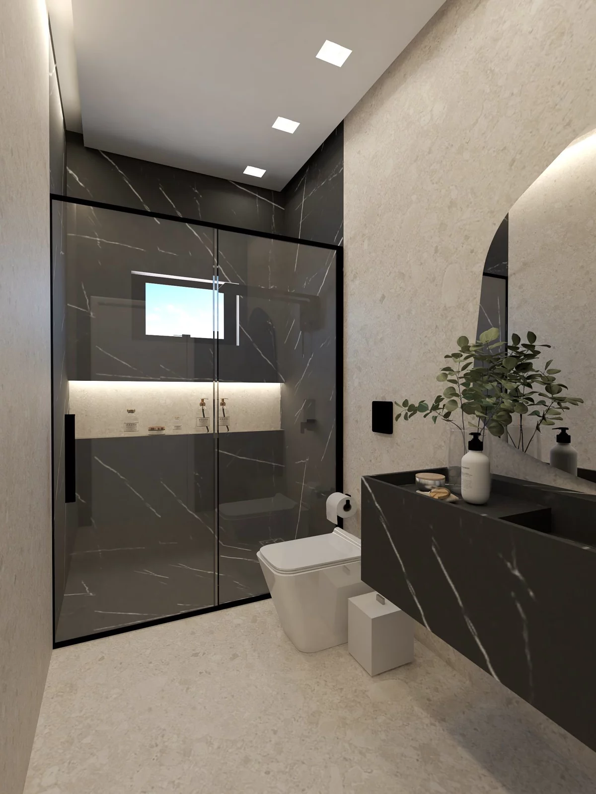 Lavabo moderno em mármore cinza